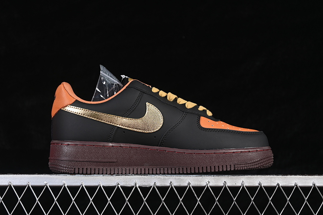 Nike [FV3694-101]-[AIR FORCE 1 07 LOW BLACK/ORANGE/GOLD]-[WOMAN:36-39]-[MAN:40-45] - Image 16