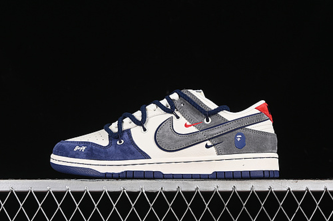 Bape Nike SB DUNK LOW BAPE WHITE/GREY/BLUE/RED · SJ2068-278, photo 1