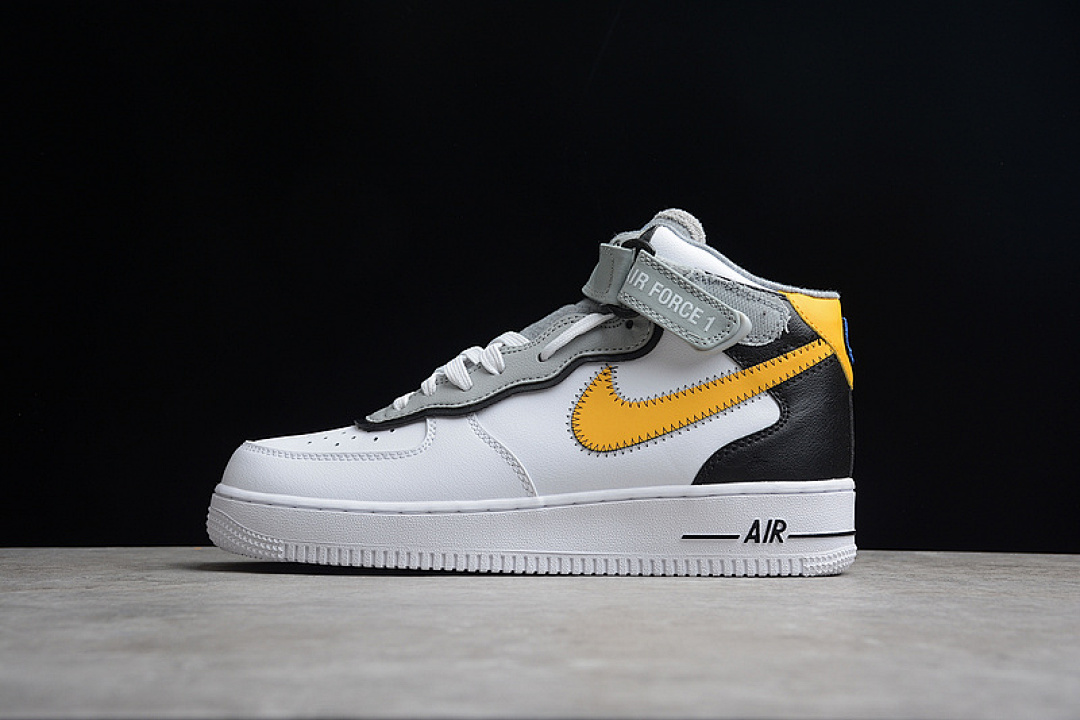 Nike [DH7451-101]-[AIR FORCE 1 MID ATHLETIC CLUB WHITE/GREY/YELLOW-BLACK]-[WOMAN:36-39]-[MAN:40-45], photo 1