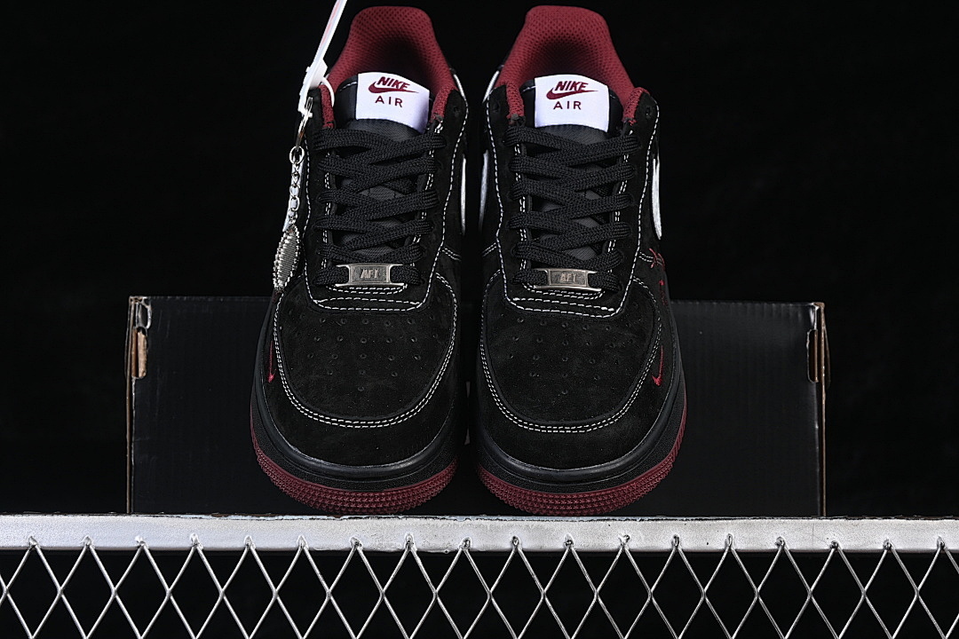 Nike [XZ6188-117]-[AIR FORCE 1 07 LOW CASUAL SHOES BLACK/WHITE/WINE RED]-[WOMAN:36-39]-[MAN:40-45] - Image 12