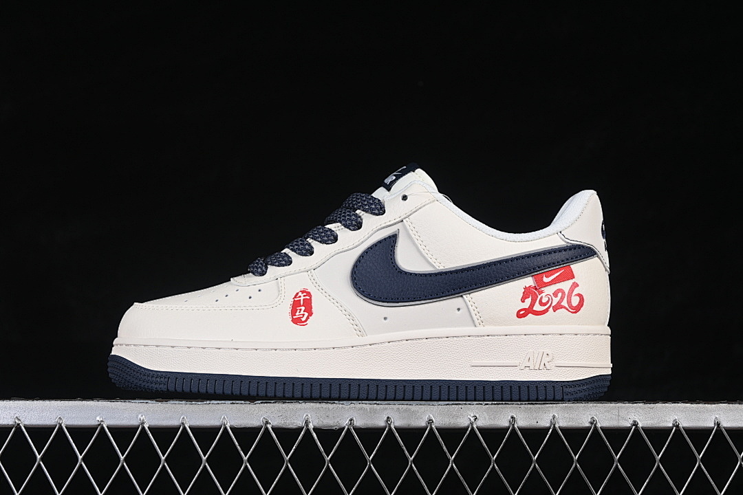 Nike Nike AIR FORCE 1 07 LOW BEIGE/NAVY BLUE/RED · MZ9588-821, photo 1