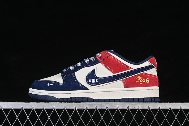 Nike SB DUNK LOW LOW-TOP CASUAL SKATE SHOES WHITE/BLUE/RED · DN3168-028, photo 1