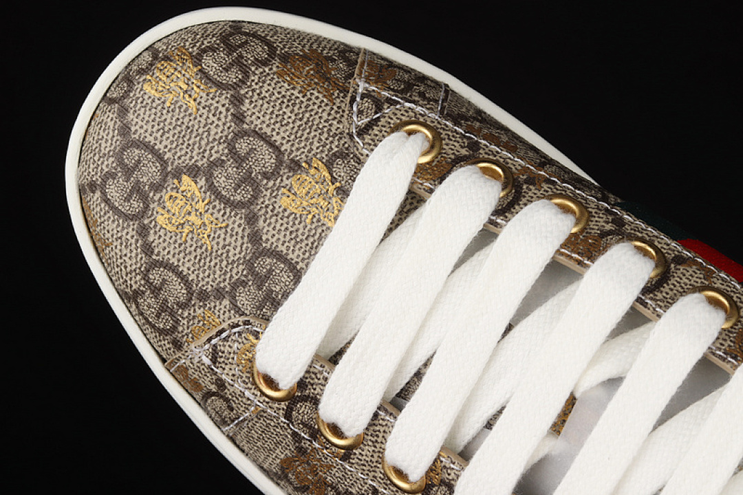 Gucci [GU*CCI ACE EMBROIDERED LOW-TOP SNEAKERS KHAKI/GREEN/RED]-[WOMAN:35-39]-[MAN:40-44] - Image 9