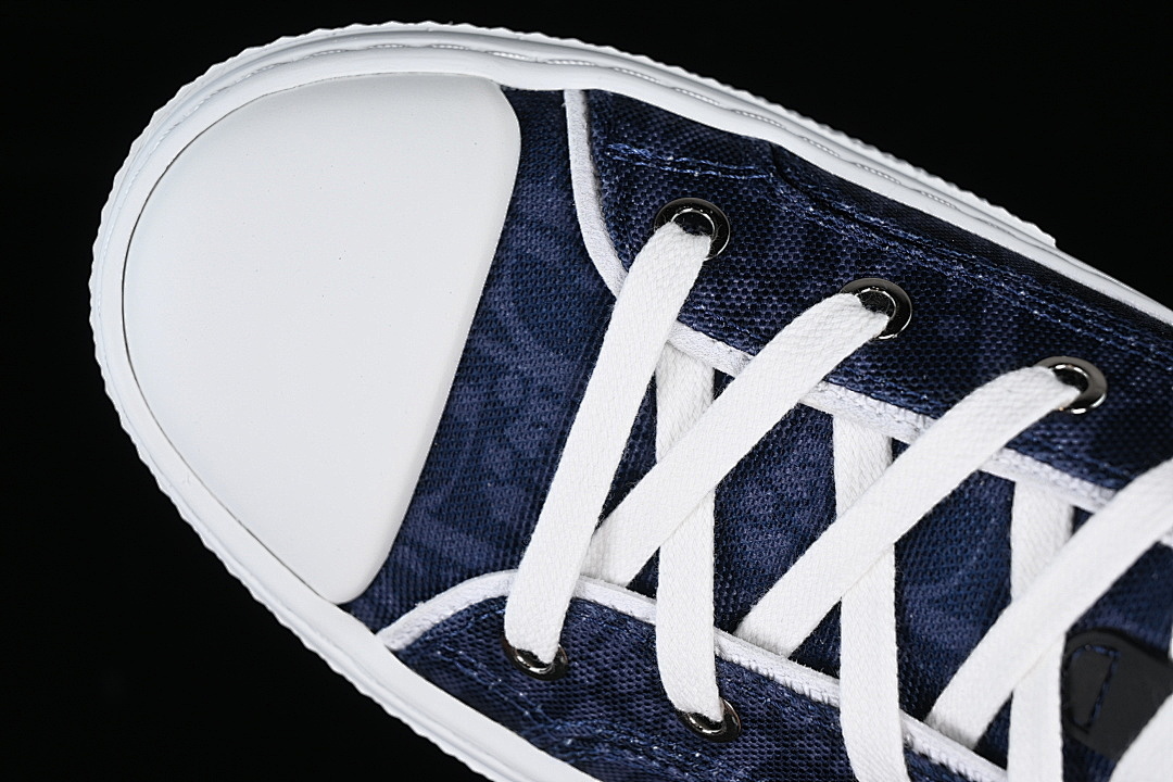 Dior [B23 OBLIQUE TOP SNEAKERS MID CASUAL SHOES WHITE/NAVY BLUE/BEIGE]-[WOMAN:39]-[MAN:40-46] - Image 9