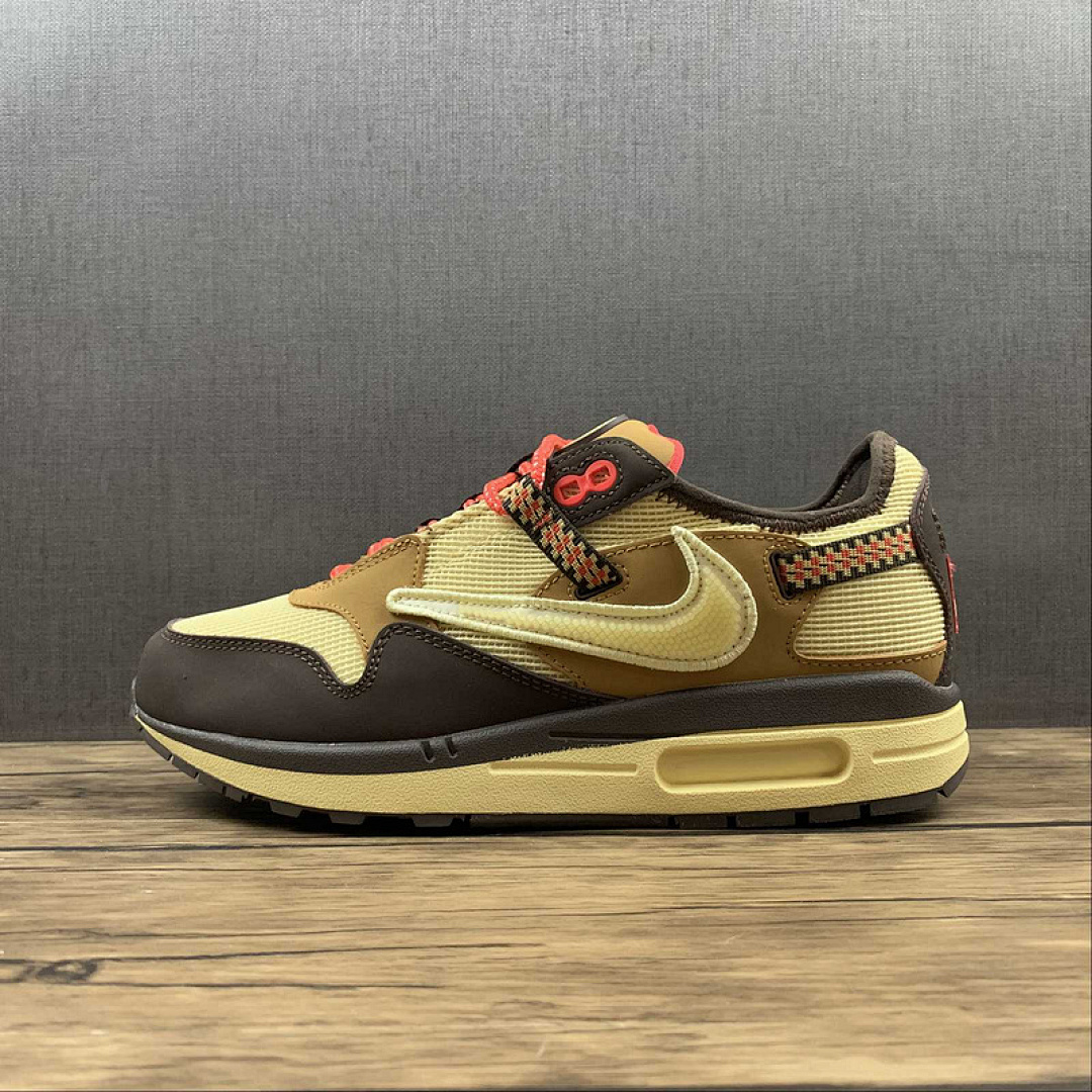 Unbranded [DO9392-200]-[TRAVIS SCOTT X AIR MAX 1 BAROQUE BROWN/LEMON DROP/WHEAT-CHILE RED]-[MAN:40-47.5], photo 1