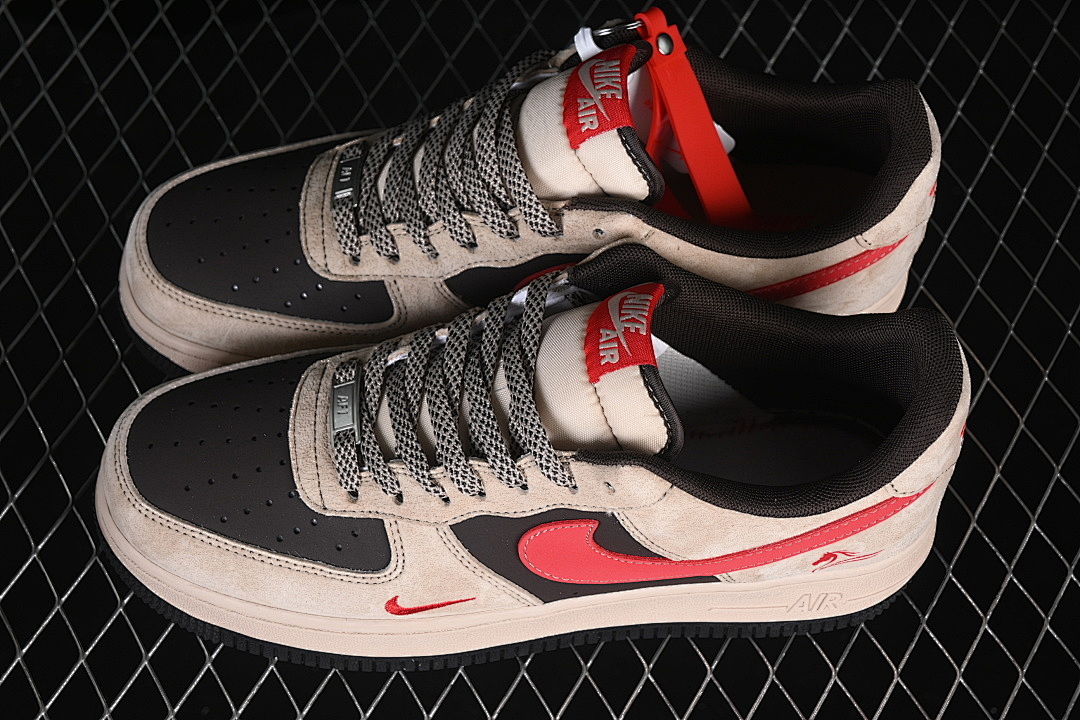 Nike [XD0028-020]-[AIR FORCE 1 07 LOW CASUAL SNEAKERS BROWN/BLACK/RED]-[WOMAN:36-39]-[MAN:40-45] - Image 11