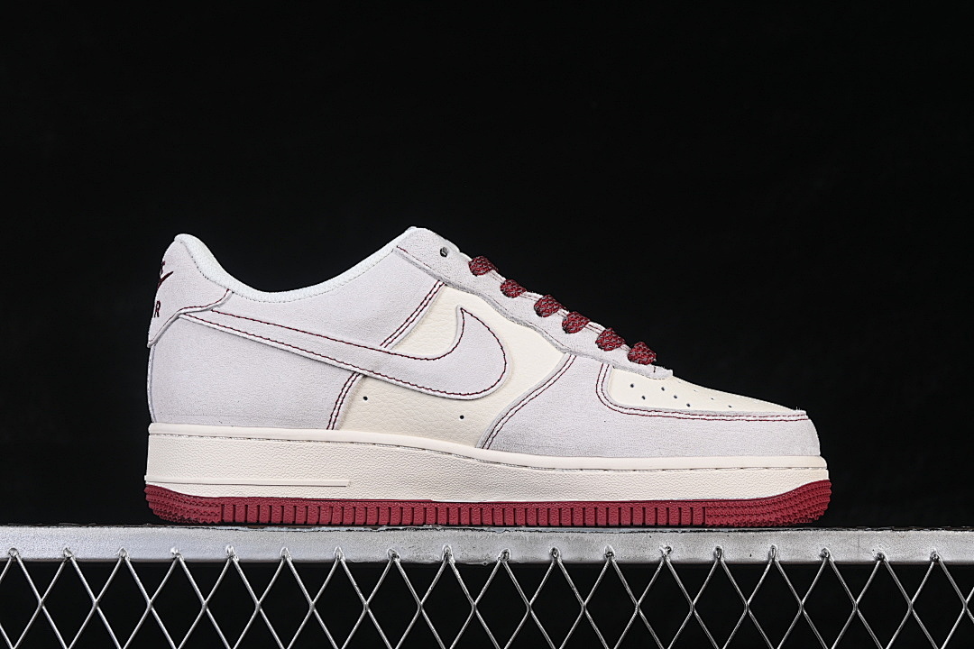Nike [FC1688-261]-[AIR FORCE 1 07 LOW CASUAL SNEAKERS WHITE/WINE RED]-[WOMAN:36-39]-[MAN:40-45] - Image 16