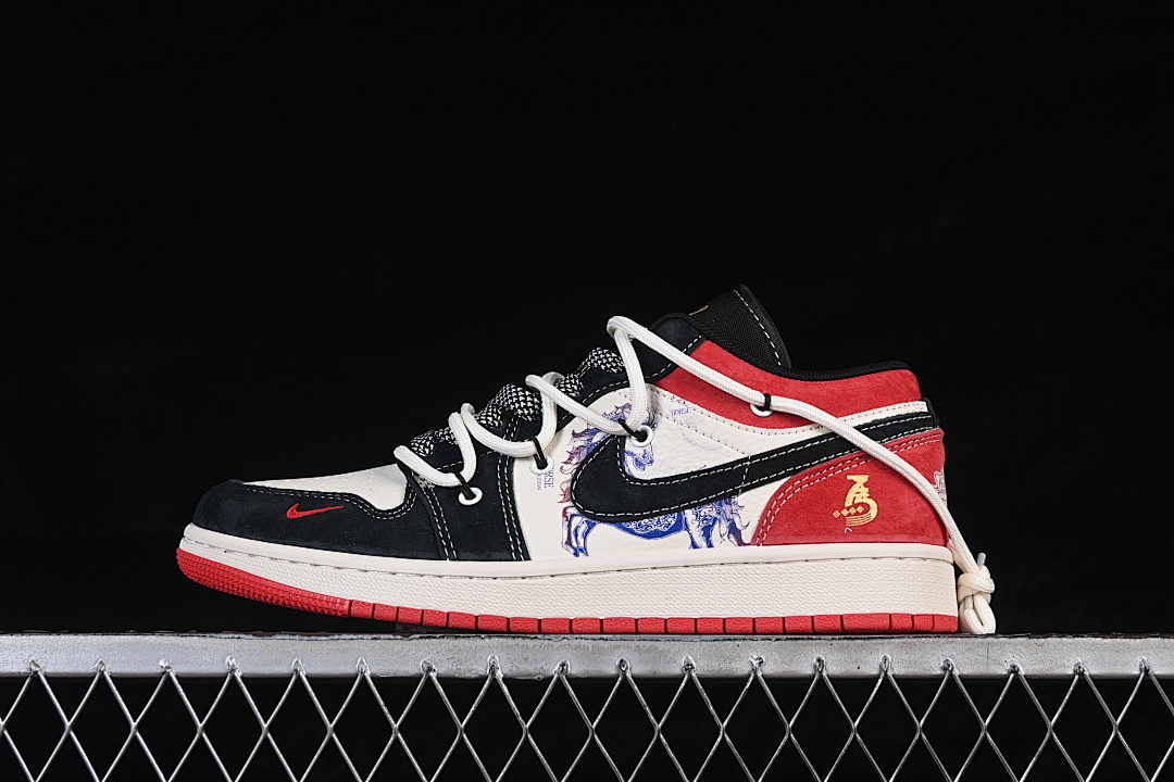 Jordan [HT5088-645]-[AIR JORDAN 1 LOW RETRO SHOES WHITE/BLACK/RED]-[WOMAN:36-39]-[MAN:40-45], photo 1