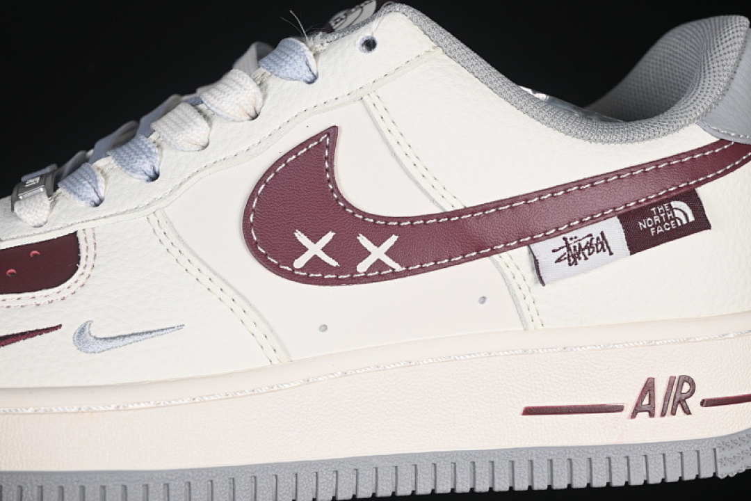 Nike [QW5606-268]-[AIR FORCE 1 07 LOW CASUAL SNEAKERS GREY/WINE RED/WHITE]-[WOMAN:36-39]-[MAN:40-45] - Image 7