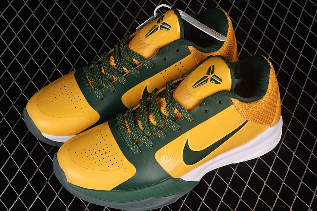 Nike [386429-700]-[ZOOM KOBE 5 RICE AWAY VARSITY MAIZE/DEEP FOREST-WHITE]-[MAN:39-46] - Image 11
