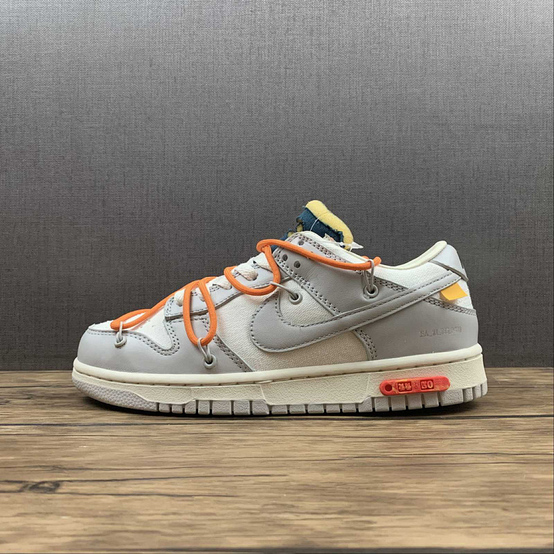 Off-White [DM1602-104]-[OW X SB DUNK LOW LOT 44 OF 50 SAIL/NEUTRAL GREY/ALPHA ORANGE]-[UNISEX:36-47.5], photo 1