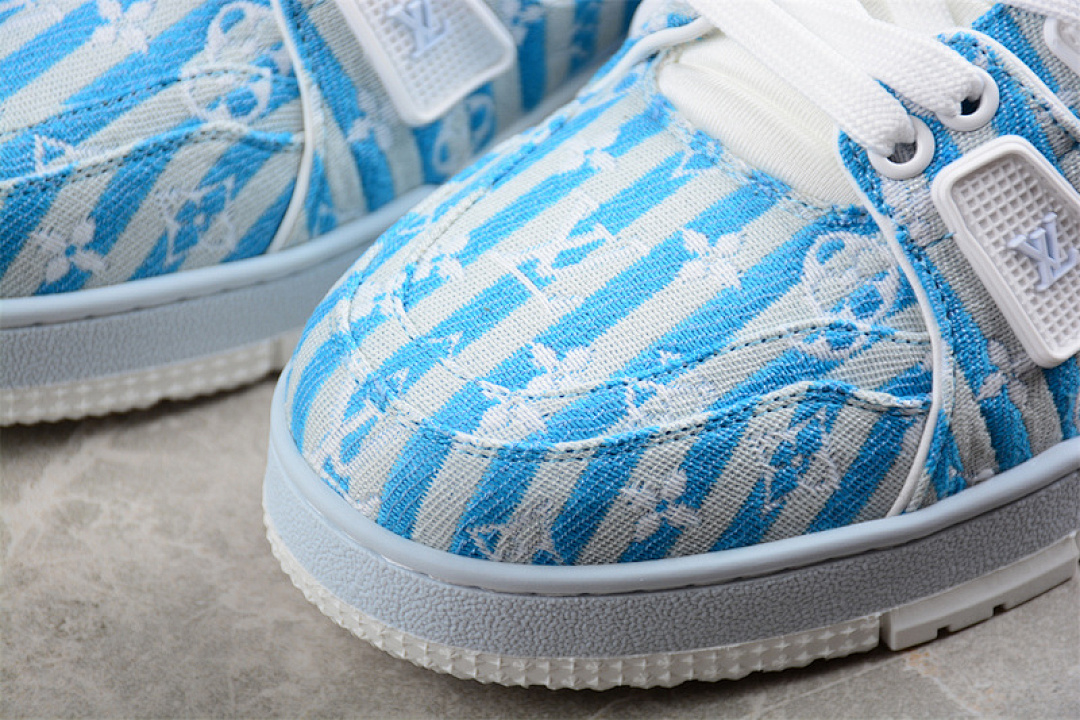 Louis Vuitton [L*V TRAINER SNEAKER LOW BASKETBALL SHOES WHITE/BLUE]-[MAN:38-45] - Image 9