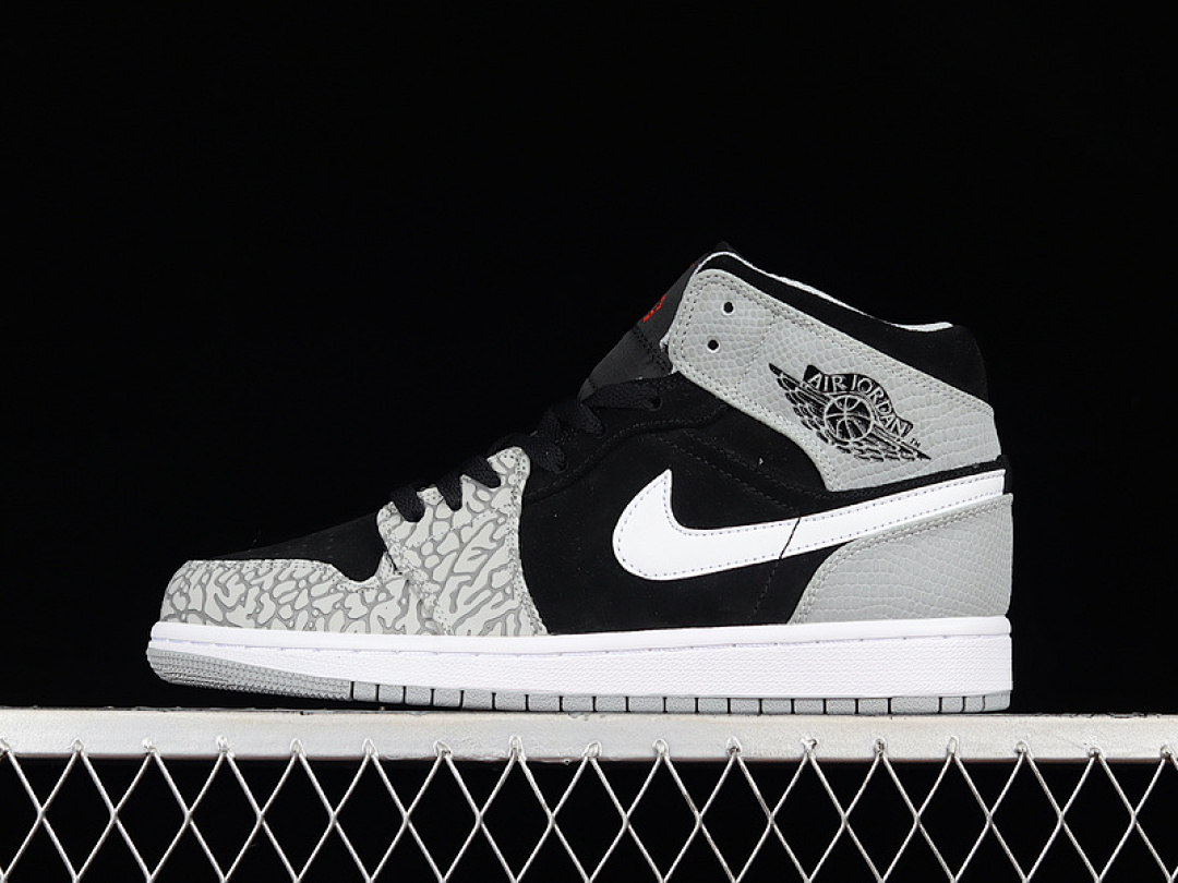 Jordan [DM1200-016]-[AIR JORDAN 1 MID SE ELEPHANT TOE BLACK/WHITE/LIGHT SMOKE GREY/UNIVERSITY (RED]), photo 1