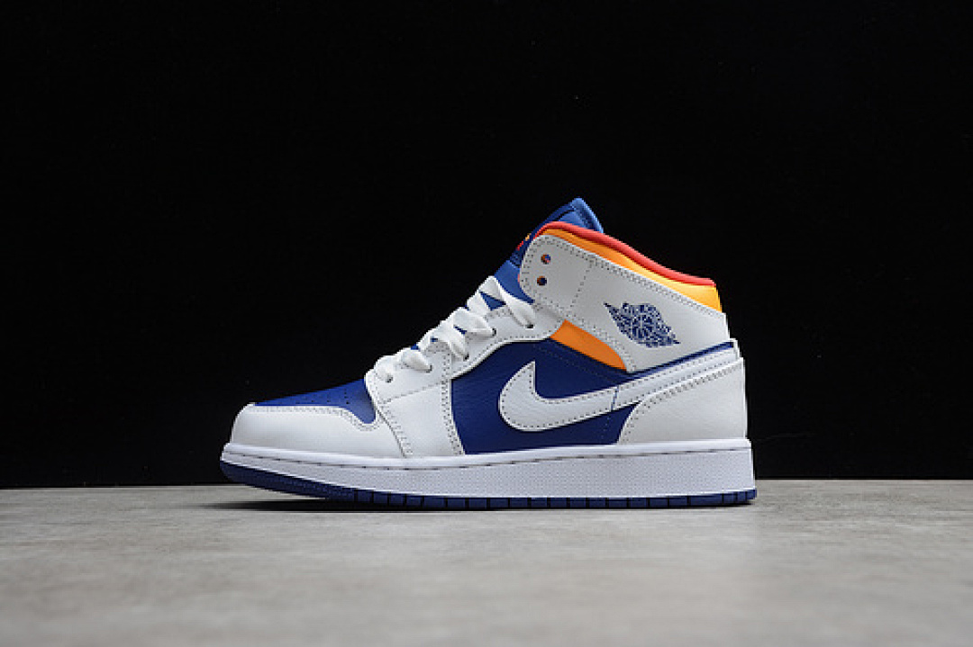 Jordan [554725-131]-[AIR JORDAN 1 MID GS WHITE/LASER ORANGE/DEEP ROYAL BLUE]-[WOMAN:35.5-39], photo 1