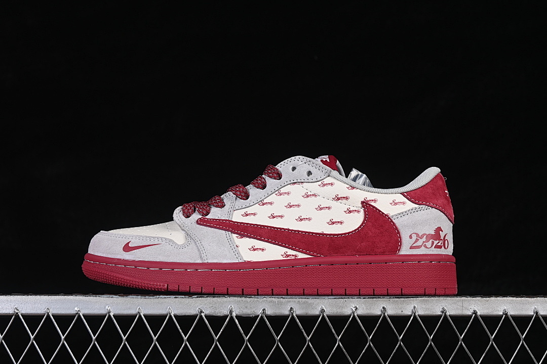 Jordan [JP2026-115]-[AIR JORDAN 1 LOW RETRO SHOES WHITE/GREY/RED]-[WOMAN:36-39]-[MAN:40-45], photo 1
