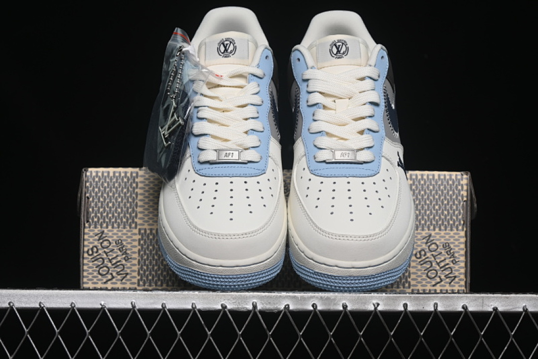Nike [SC0601-560]-[AIR FORCE 1 07 LOW LV WHITE/BLACK/GREY/BLUE]-[WOMAN:36-39]-[MAN:40-45] - Image 13