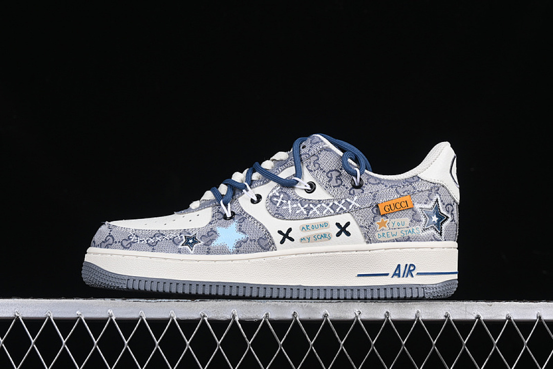 Nike [BD0077-222]-[AIR FORCE 1 07 LOW BLUE STAR WHITE/GREY/BLUE]-[WOMAN:36-39]-[MAN:40-45], photo 1
