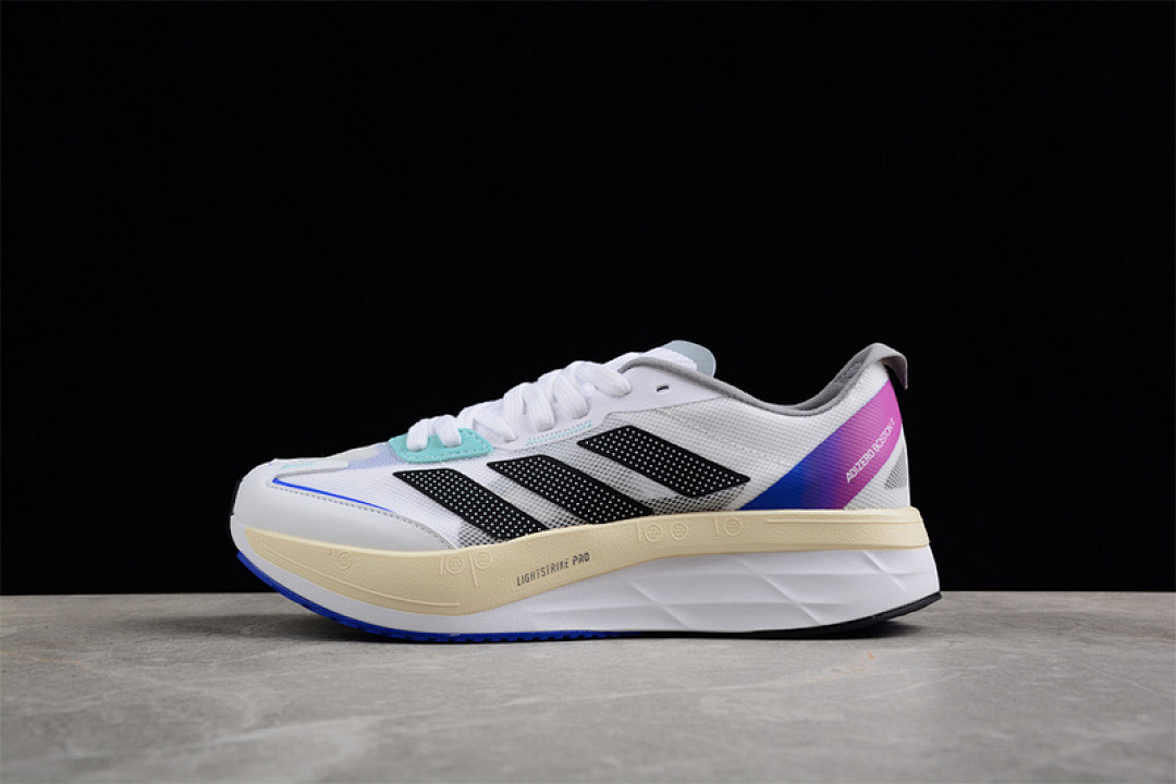 Purple ADIDAS ADIZERO BOSTON 11 WHITE/BLACK/PURPLE/GREY · HQ3693, photo 1