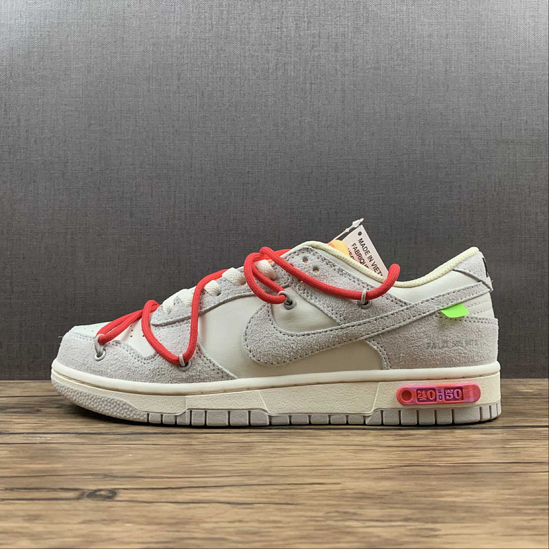 Off-White Nike OW X SB DUNK LOW LOT 40 OF 50 SAIL/NEUTRAL GREY/GLOBAL RED · DJ0950-103, photo 1