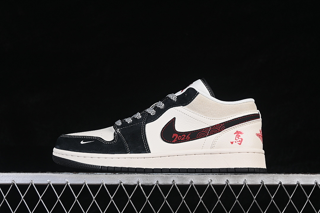Jordan [JJ5908-001]-[AIR JORDAN 1 LOW RETRO SHOES WHITE/BLACK/RED]-[WOMAN:36-39]-[MAN:40-45], photo 1