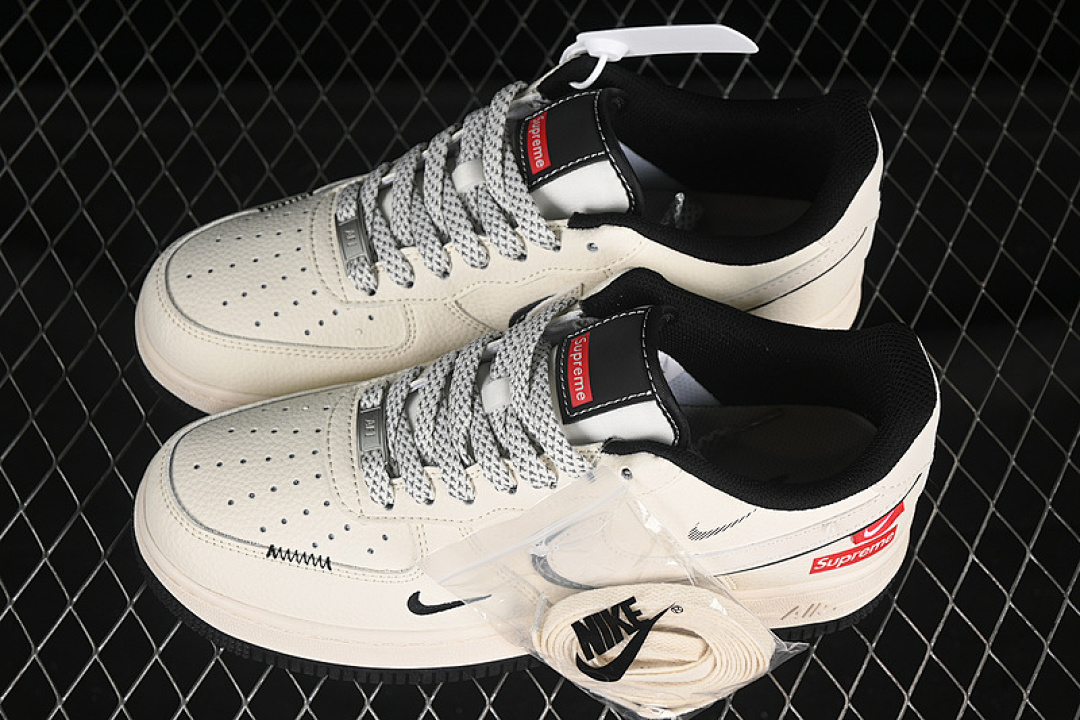Nike [XS1958-545]-[AIR FORCE 1 07 LOW SUPREME WHITE/GREY/BLACK]-[WOMAN:36-39]-[MAN:40-45] - Image 11