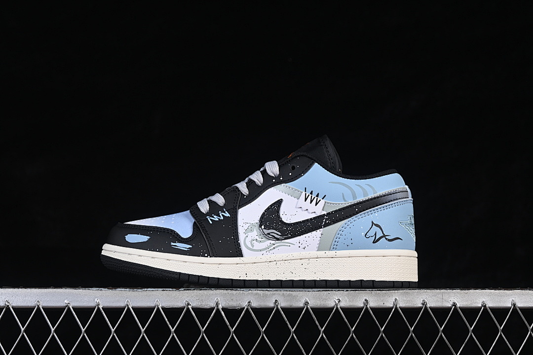 Jordan [553560-081]-[AIR JORDAN 1 LOW AJ1 CASUAL SHOES SKY BLUE/WHITE/BLACK]-[WOMAN:36-39]-[MAN:40-46], photo 1
