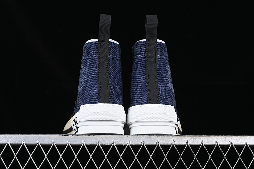 Dior [B23 OBLIQUE TOP SNEAKERS MID CASUAL SHOES WHITE/NAVY BLUE/BEIGE]-[WOMAN:39]-[MAN:40-46] - Image 13