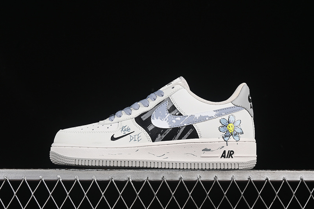 Nike [FB1893-888]-[AIR FORCE 1 07 LOW LITTLE BLUE FLOWER WHITE/GREY/BLACK/BLUE]-[UNISEX:36-45], photo 1