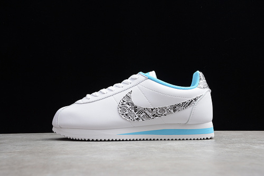 CLASSIC CORTEZ PREMIUM WHITE/BLACK/LIGHT BLUE · CI1154-100, photo 1