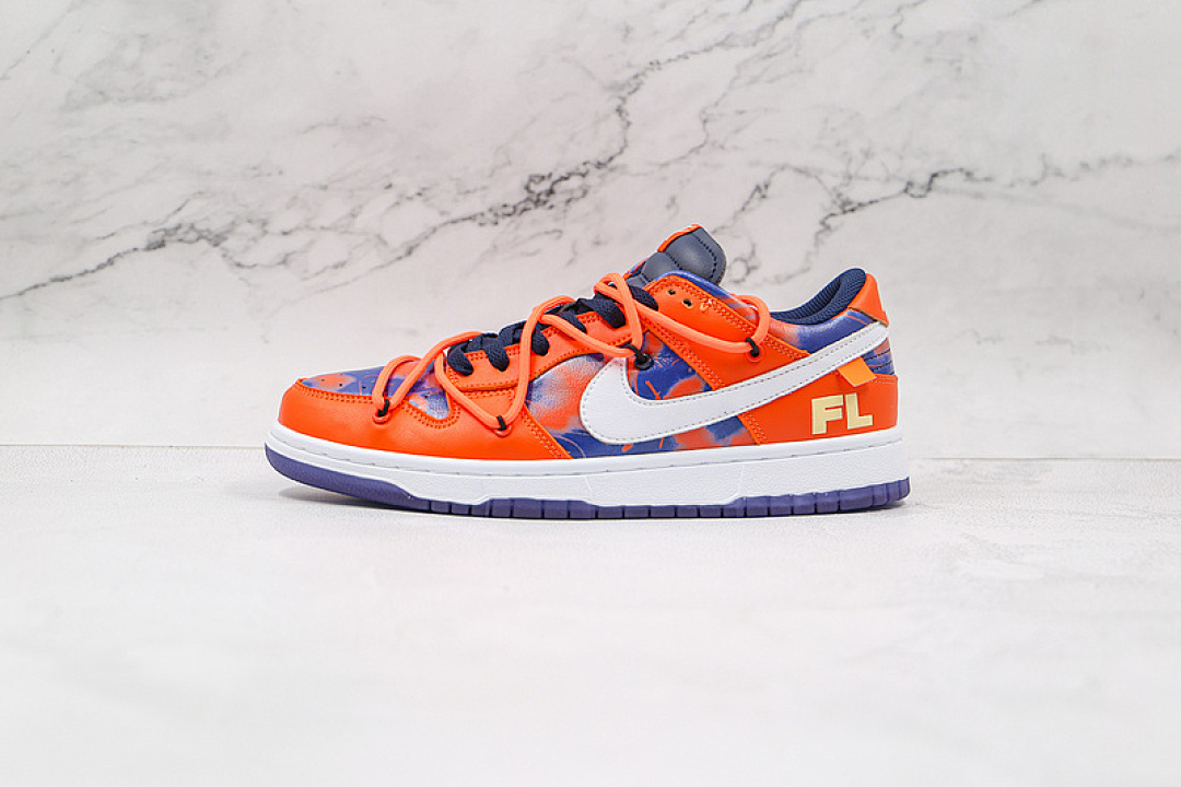 Nike OW X SB DUNK LOW FL ORANGE/NAVY BLUE-WHITE · CT0856-801, photo 1