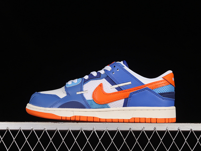 Nike DUNK LOW SCRAP WHITE/SAFETY ORANGE/MEDIUM BLUE/DEEP ROYAL BLUE · DM0128-100, photo 1