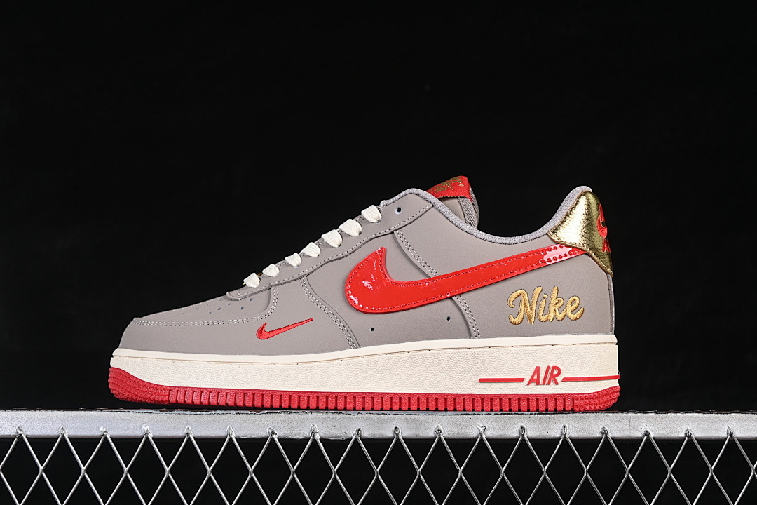 Nike [NH0601-527]-[AIR FORCE 1 07 LOW CASUAL SNEAKERS GREY/RED/WHITE]-[WOMAN:36-39]-[MAN:40-45] - Image 2