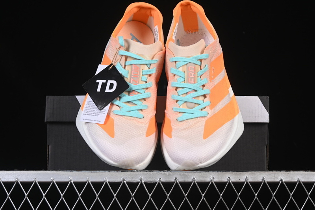 Adidas [JR1241]-[ADIZERO ADIOS 4 M WHITE/ORANGE/GREEN]-[WOMAN:36-39]-[MAN:40-45] - Image 4