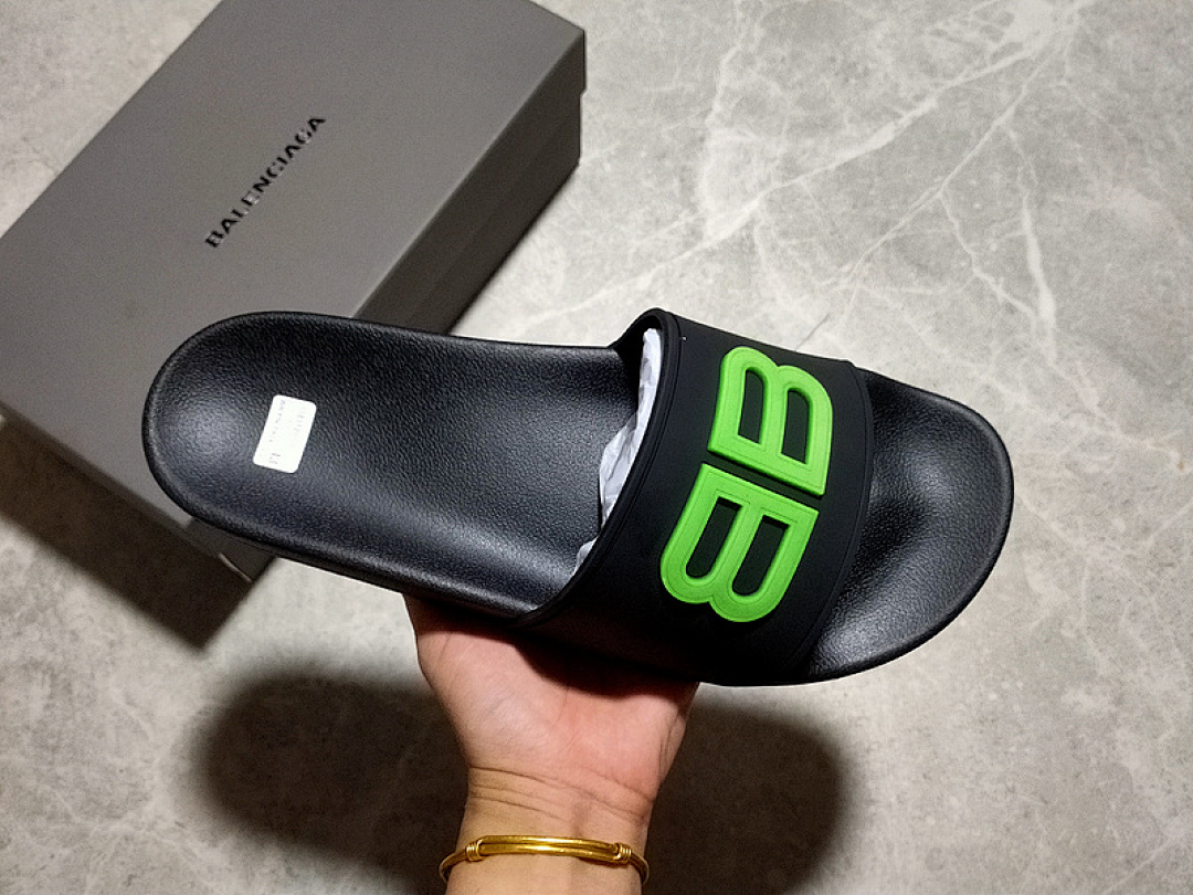 Balenciaga [BA*LEN*CIAGA LOGO POOL SIDES BLACK/BLACK/GREEN]-[WOMAN:35-39]-[MAN:40-45] - Image 7