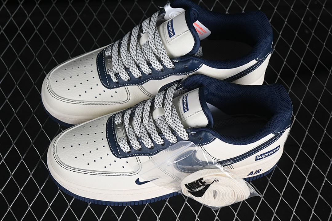 Nike [XS1958-524]-[AIR FORCE 1 07 LOW SUPREME WHITE/BLUE/GREY]-[WOMAN:36-39]-[MAN:40-45] - Image 11