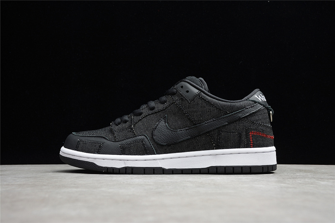 Nike WASTED YOUTH X DUNK LOW SB BLACK DENIM BLACK/UNIVERSITY RED/WHITE · DD8386-001, photo 1