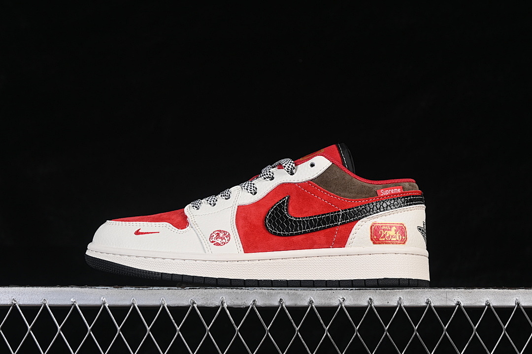 Jordan [FC7688-203]-[AIR JORDAN 1 LOW WHITE/RED/BLACK]-[WOMAN:36-39]-[MAN:40-45], photo 1