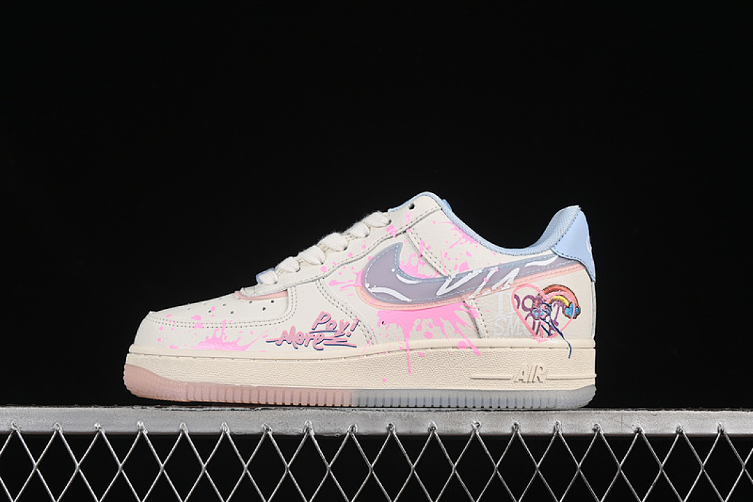 Nike [CW1574-058]-[AIR FORCE 1 07 LOW PINK AND BLUE LOVE WHITE/PINK/BLUE]-[WOMAN:36-39]-[MAN:40-45] - Image 2