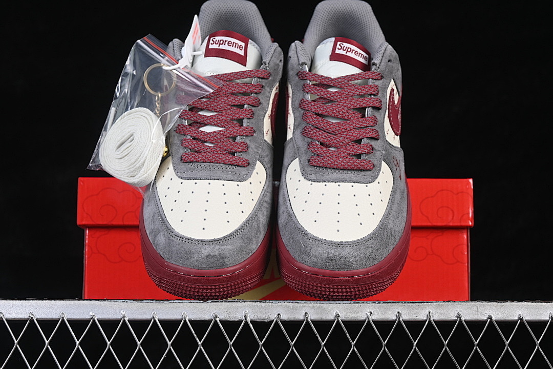 Nike [XL1982-335]-[AIR FORCE 1 07 LOW BEIGE/GREY/WINE RED]-[WOMAN:36-39]-[MAN:40-45] - Image 13