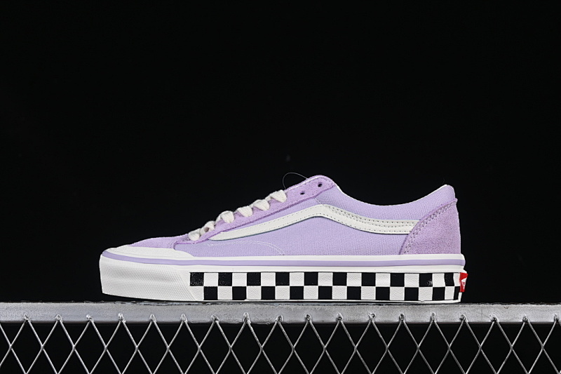 CHECKER RETRO CASUAL CANVAS SHOES WHITE/BLACK/VIOLET · VN000MT6E3N, photo 1