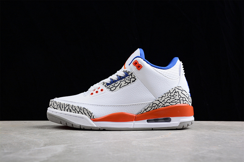 Jordan AIR Jordan 3 RETRO KNICKS WHITE/OLD ROYAL-UNIVERSITY ORANGE-TECH GREY · 136064-148, photo 1