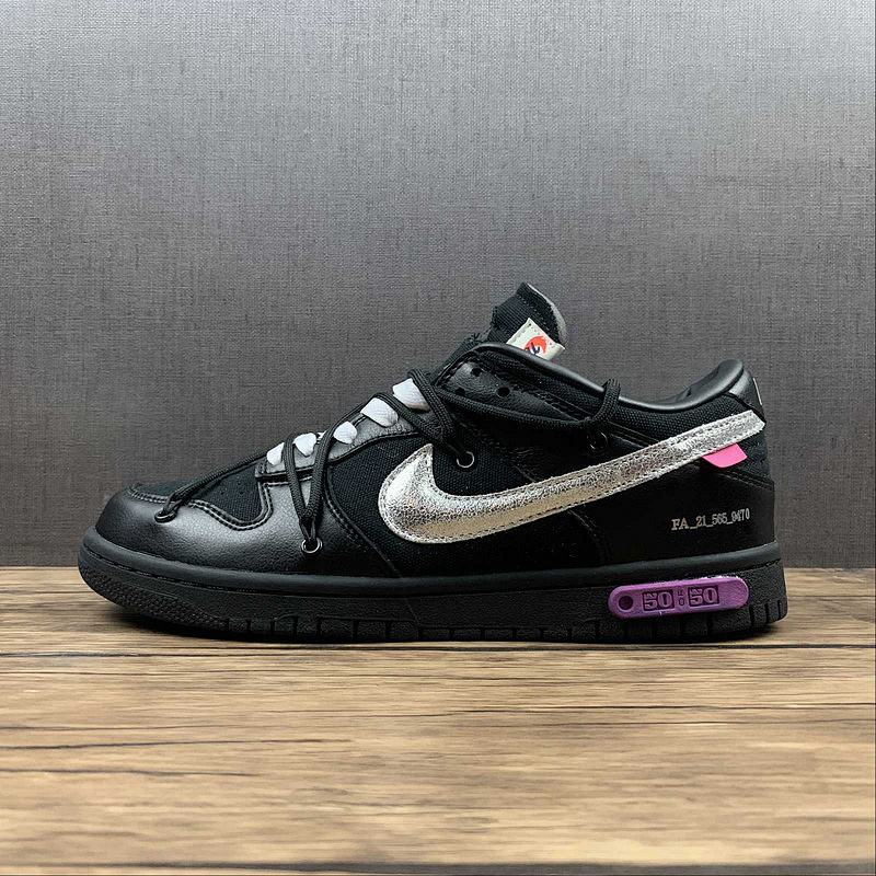 Off-White Nike OW X SB DUNK LOW LOT 50 OF BLACK/METALLIC SILVER-BLACK · DM1602-001, photo 1