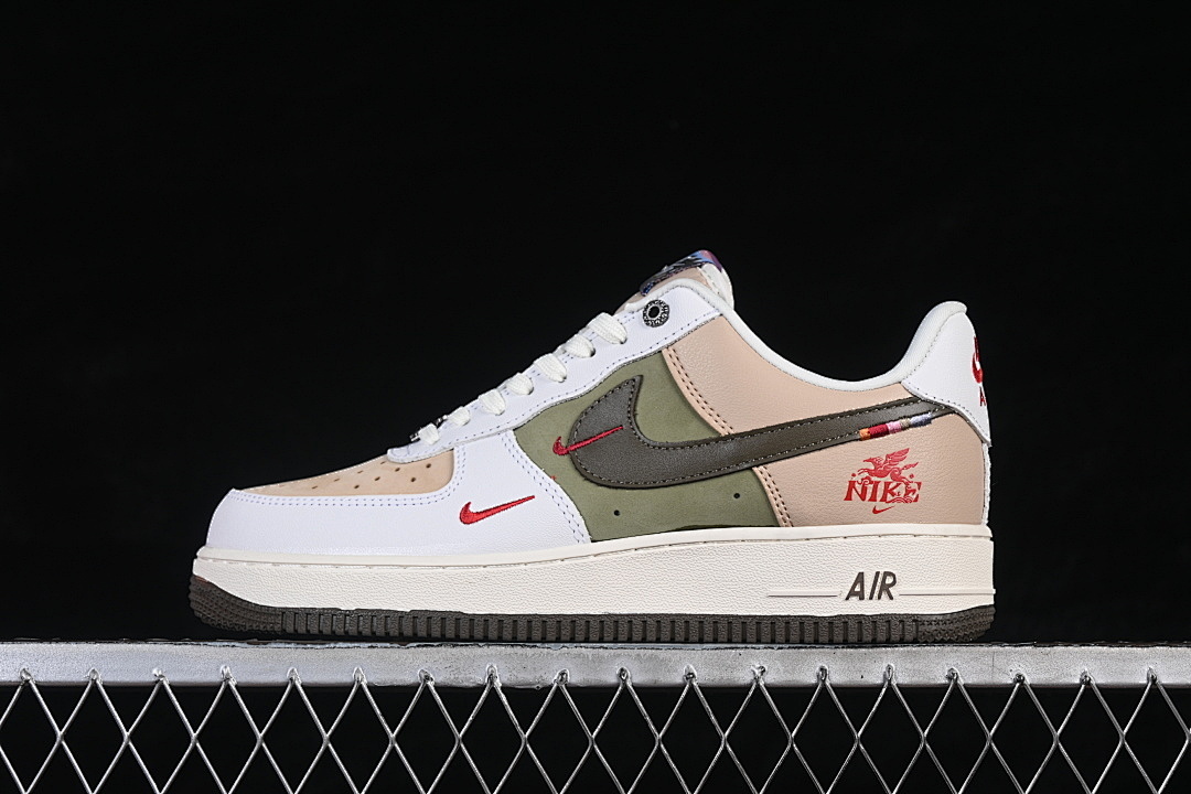 Nike [DF0188-135]-[AIR FORCE 1 07 LOW CASUAL SNEAKERS WHITE/BROWN/GREEN]-[WOMAN:36-39]-[MAN:40-45] - Image 2