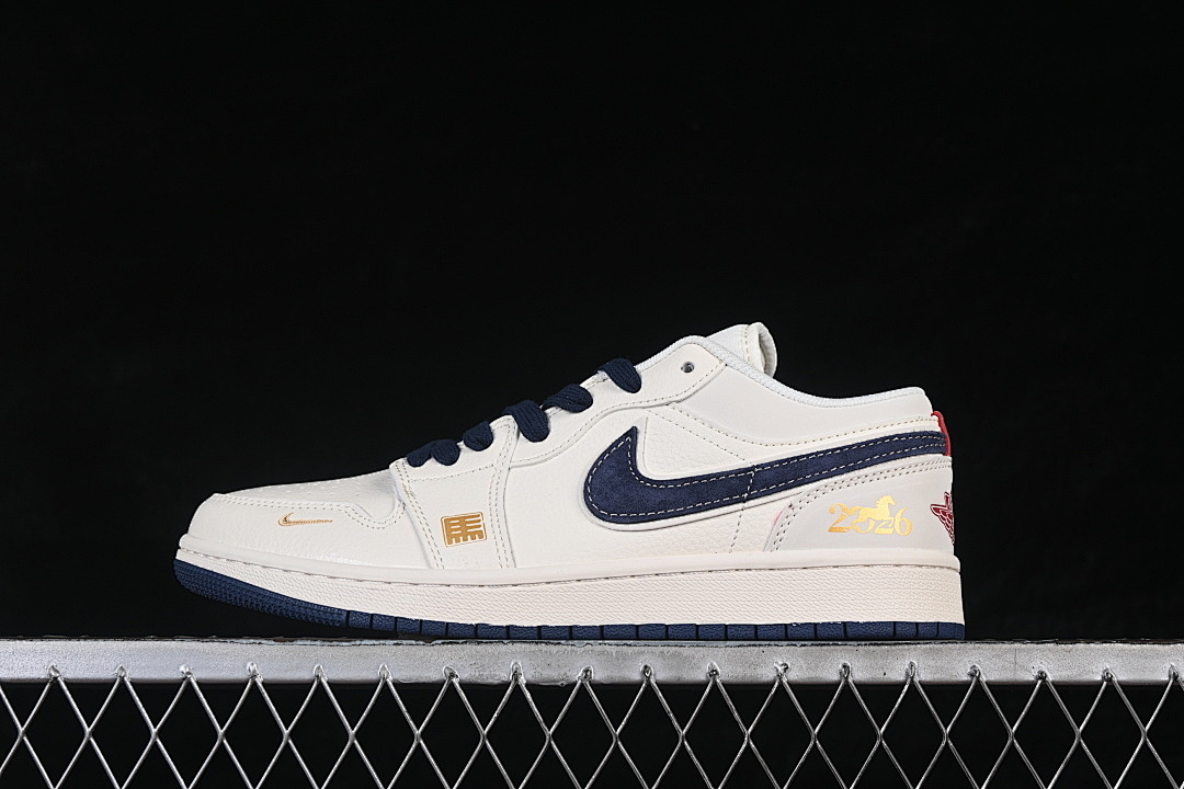 Jordan [JP2026-121]-[AIR JORDAN 1 LOW RETRO SHOES WHITE/NAVY BLUE]-[WOMAN:36-39]-[MAN:40-45], photo 1