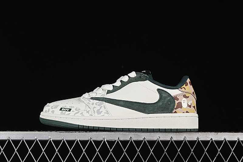 Off-White TRAVIS SCOTT X FRAGMENT DESIGN AIR Jordan 1 LOW OG SP OFF WHITE/GREEN/BROWN · JH6088-614, photo 1