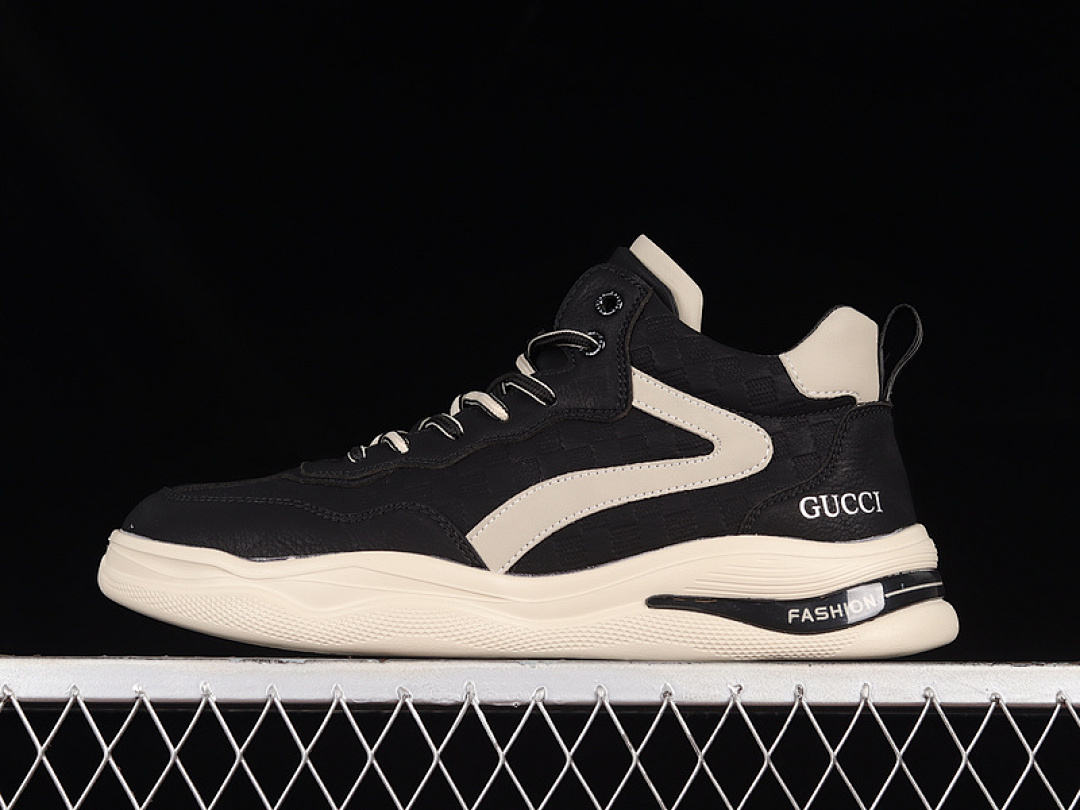 Off-White [9Y9209666]-[GU*CCI MID-TOP CASUAL SHOES BLACK/BLACK/OFF WHITE]-[MAN:39-44], photo 1