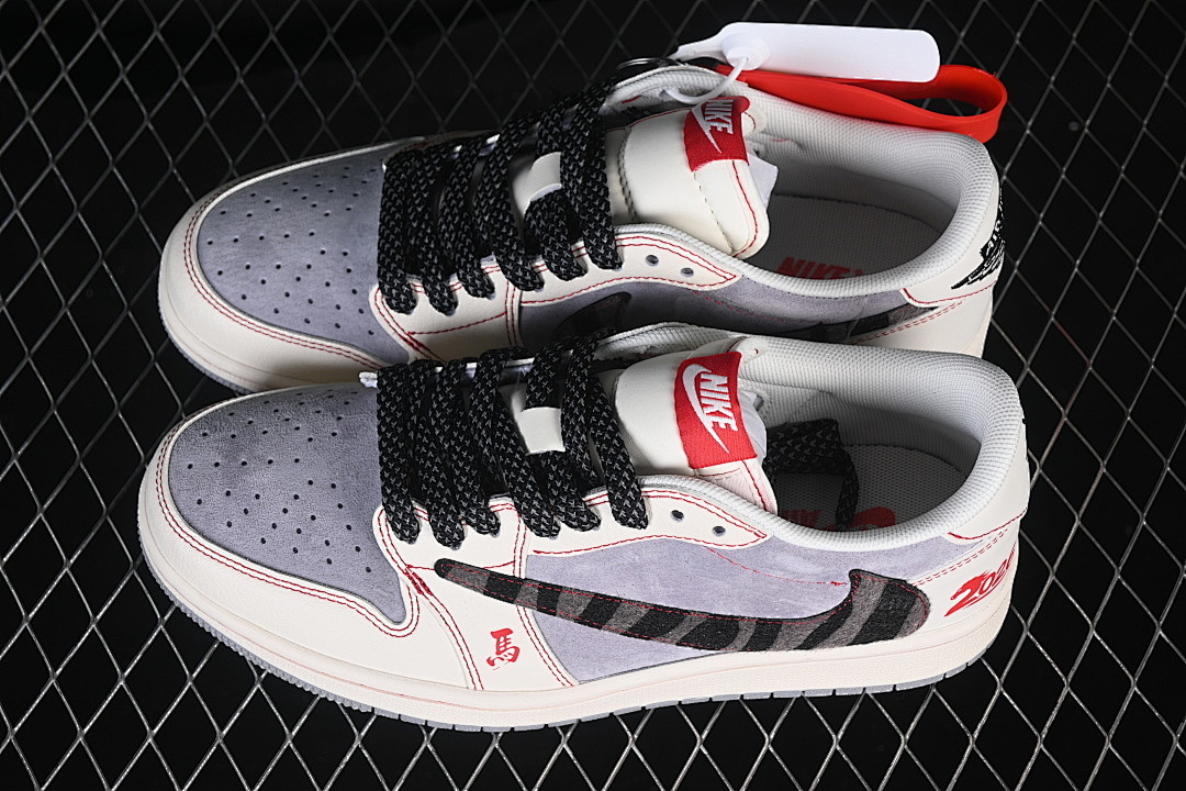 Jordan [FF9989-012]-[AIR JORDAN 1 LOW AJ1 CASUAL SNEAKERS GREY/RED/WHITE]-[WOMAN:36-39]-[MAN:40-45] - Image 2