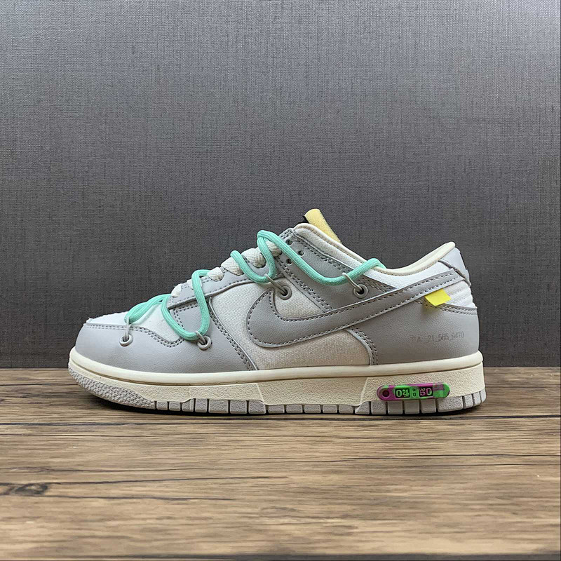 Off-White Nike OW X SB DUNK LOW LOT 04 OF 50 SAIL/NEUTRAL GREY/GREEN GLOW · DM1602-114, photo 1