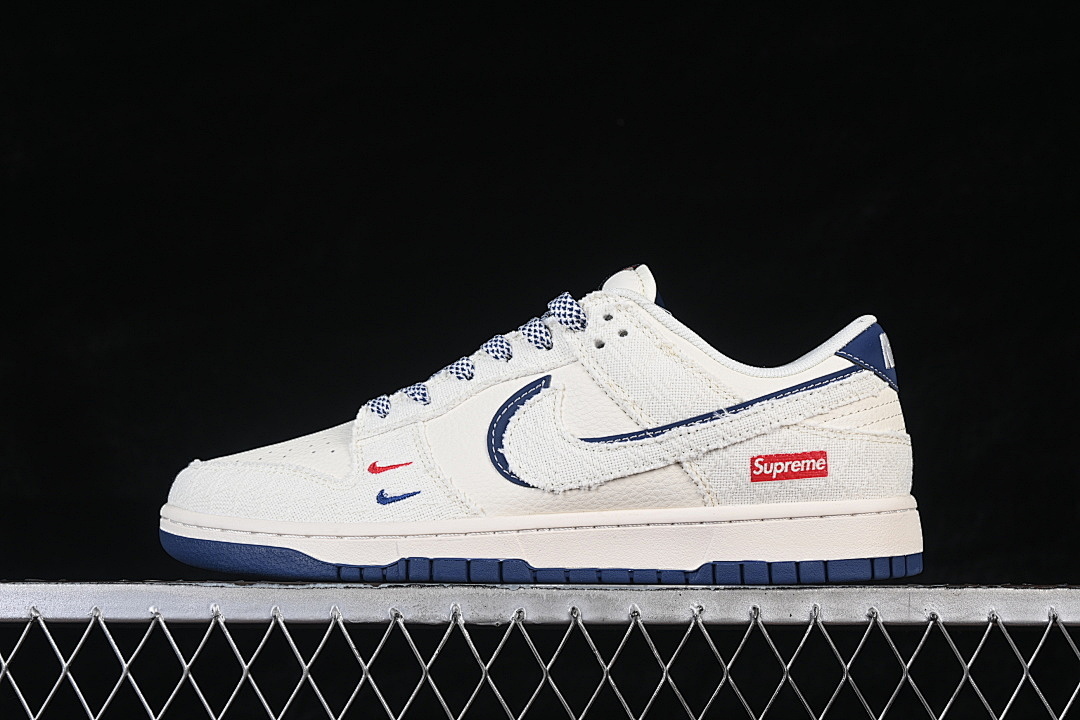 Nike SB DUNK LOW LOW-TOP CASUAL SNEAKERS WHITE/NAVY BLUE · DN3168-034, photo 1