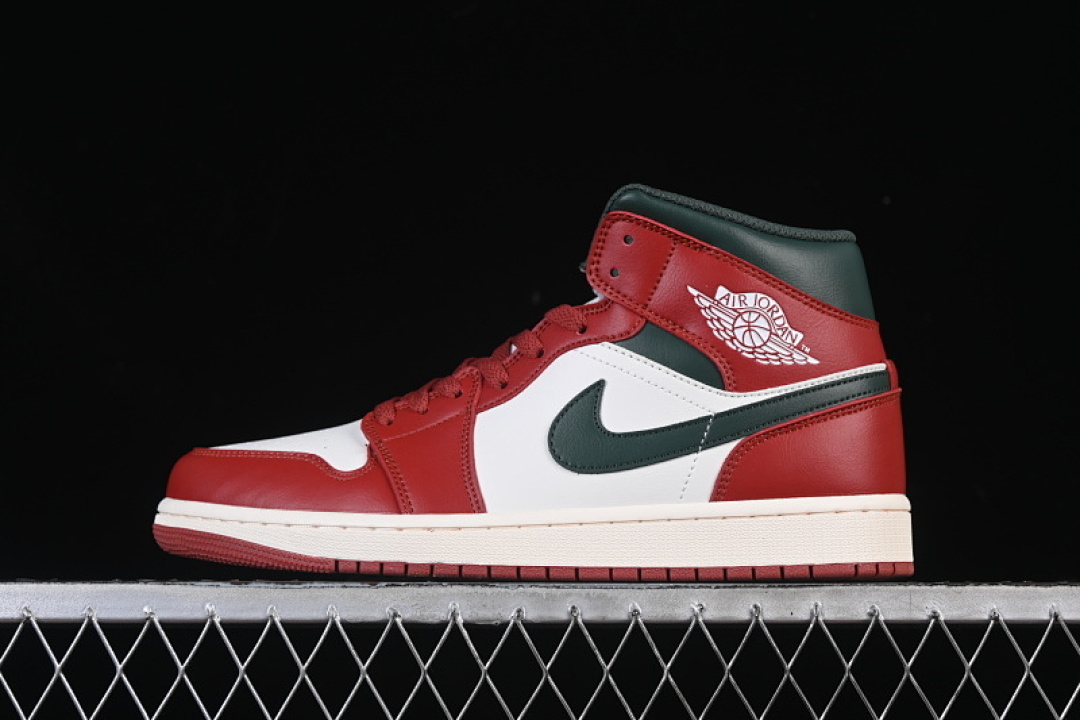 Jordan [DQ8426-105]-[AIR JORDAN 1 MID AJ1 CASUAL SNEAKERS RED/BLACK/WHITE]-[WOMAN:36-39]-[MAN:40-46], photo 1